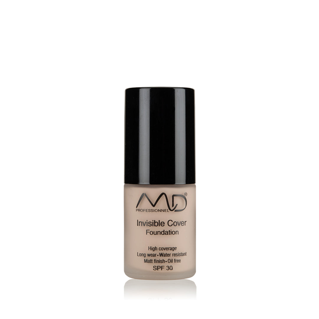 MD PROFESSIONNEL makiažo pagrindas INVISIBLE COVER FOUNDATION, 15 ml, įv. spalvų