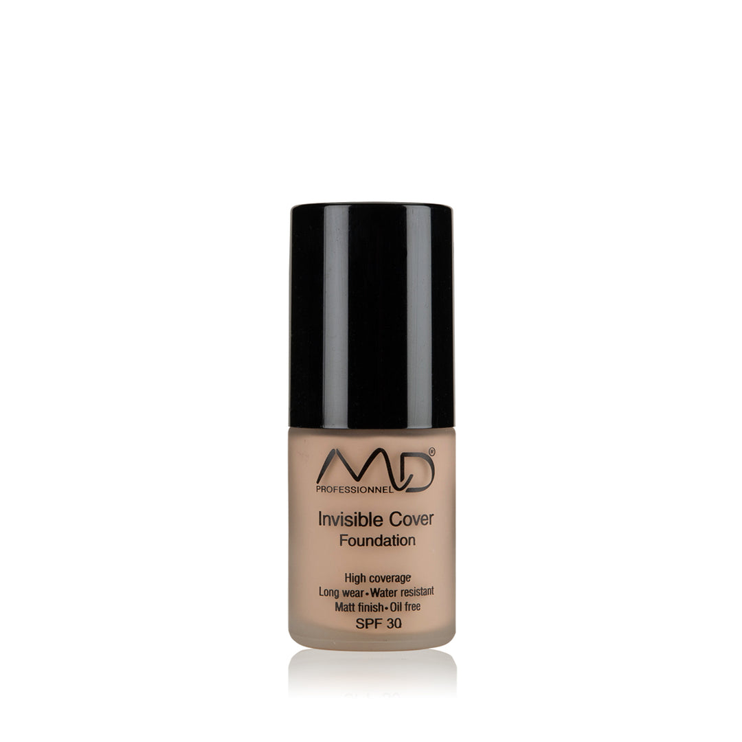 MD PROFESSIONNEL makiažo pagrindas INVISIBLE COVER FOUNDATION, 15 ml, įv. spalvų