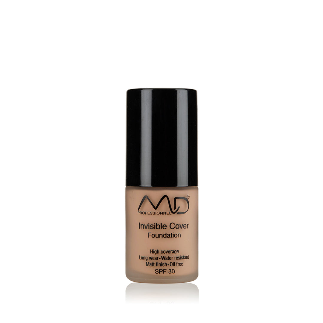 MD PROFESSIONNEL makiažo pagrindas INVISIBLE COVER FOUNDATION, 15 ml, įv. spalvų