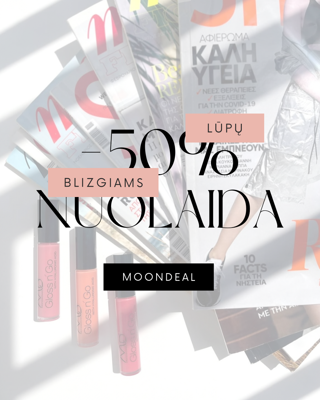 MOON DEAL!!! MD PROFESSIONNEL lūpų blizgesys GLOSS&GO, įv. spalvų