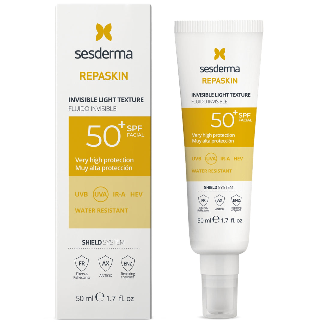 SESDERMA REPASKIN INVISIBLE LIGHT TEXTURE pasauginis fluidas nuo saulės veidui su SPF50+, 50 ml