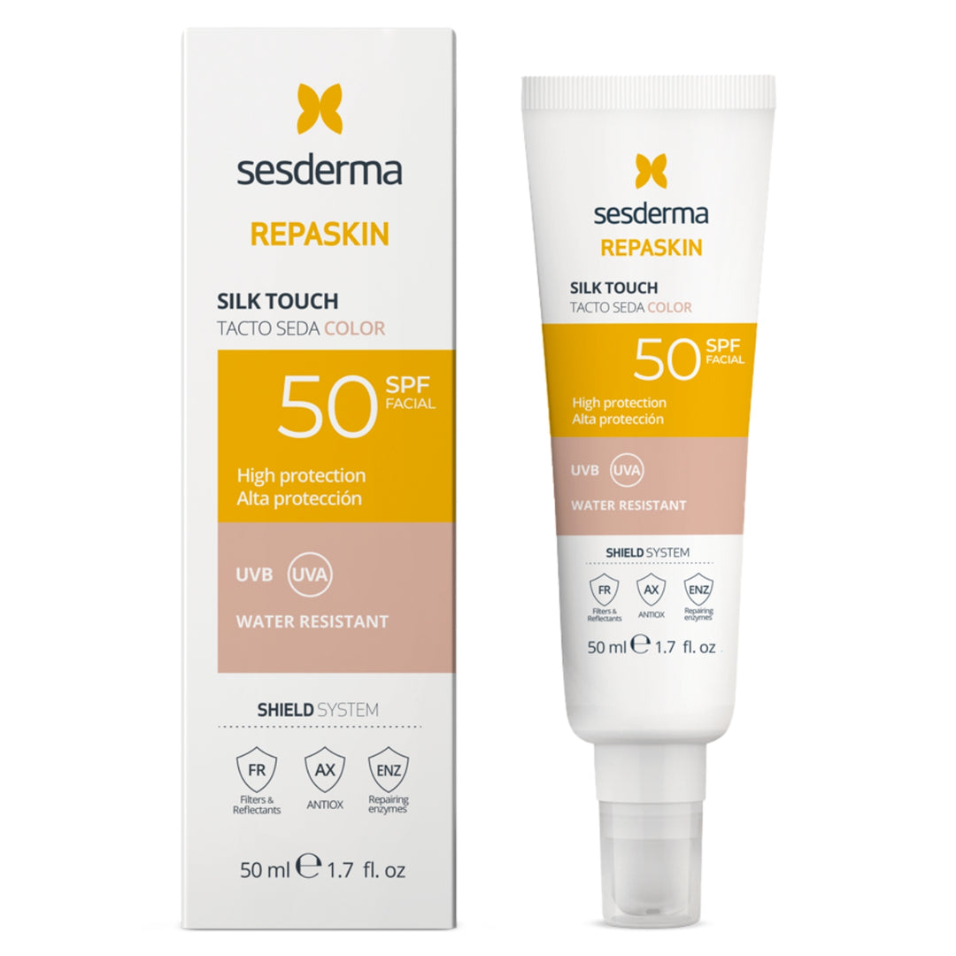 SESDERMA REPASKIN SILK TOUCH apsauginė priemonė nuo saulės veidui su spalva ir SPF 50, 50 ml