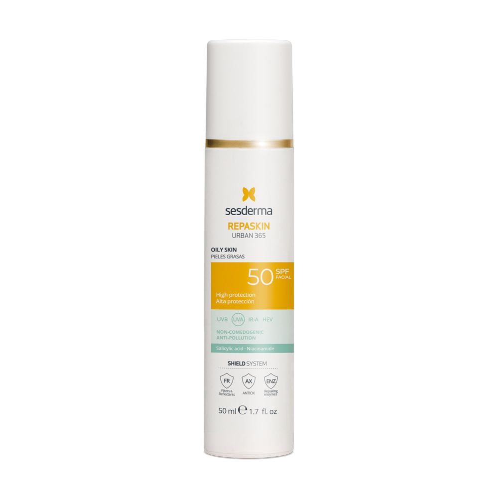 SESDERMA REPASKIN URBAN 365 apsauginė priemonė SPF50 riebiai odai, 50 ml
