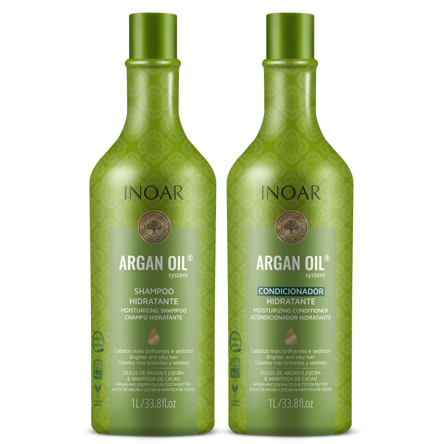 INOAR Argan Oil Duo Kit intensyviai drėkinantis rinkinys su Argano aliejumi, 2x1000 ml - NudeMoon