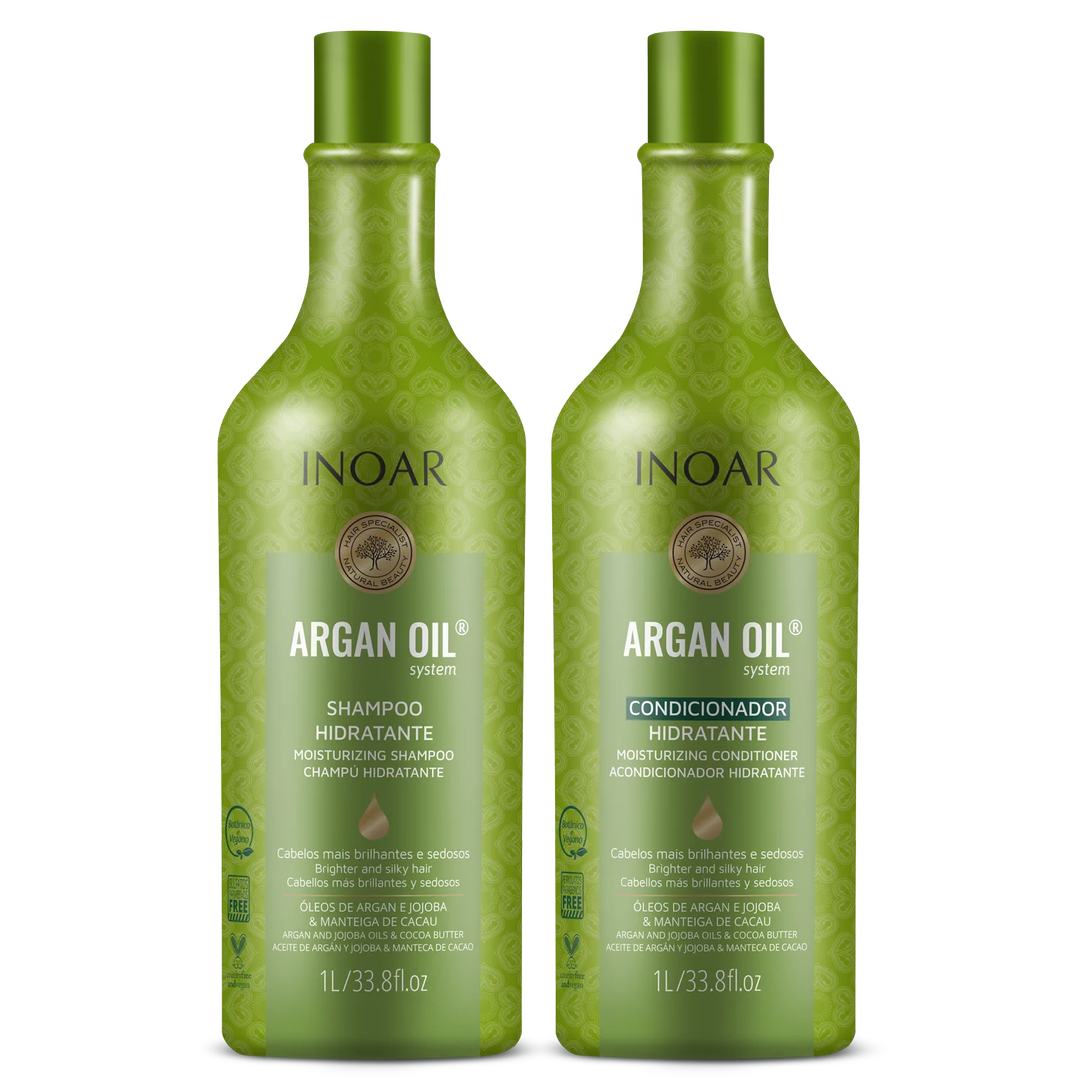 INOAR Argan Oil Duo Kit intensyviai drėkinantis rinkinys su Argano aliejumi, 2x1000 ml - NudeMoon