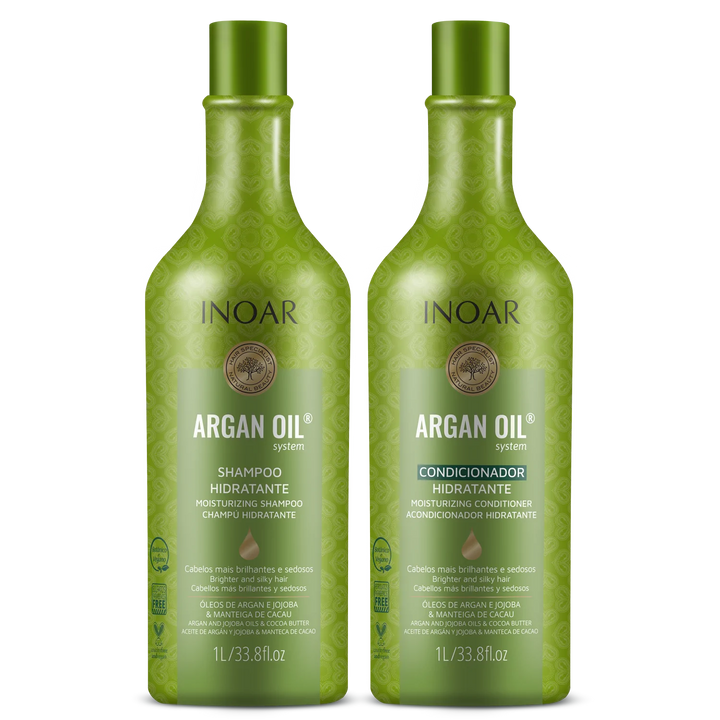 INOAR Argan Oil Duo Kit intensyviai drėkinantis rinkinys su Argano aliejumi, 2x1000 ml - NudeMoon