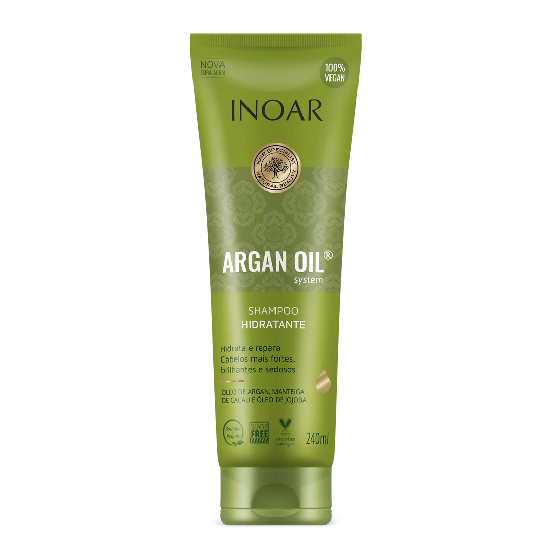 INOAR Argan Oil intensyviai drėkinantis šampūnas su Argano aliejumi, 240 ml - NudeMoon
