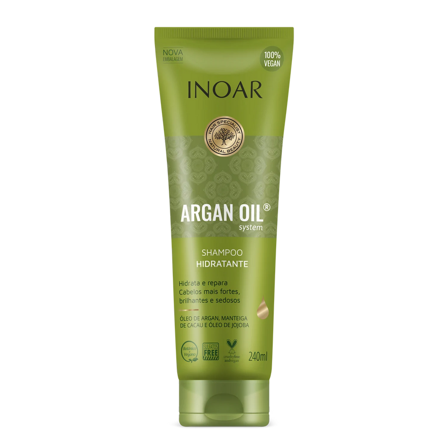 INOAR Argan Oil intensyviai drėkinantis šampūnas su Argano aliejumi, 240 ml - NudeMoon