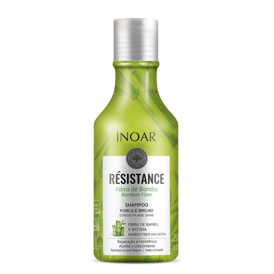 INOAR Resistance Fibra de Bambu stiprinantis ir blizgesio suteikiantis šampūnas, 250 ml - NudeMoon