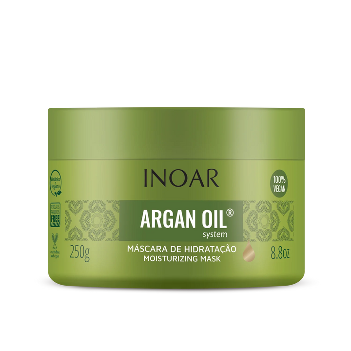 INOAR Argan Oil intensyviai drėkinanti plaukų kaukė su Argano aliejumi, 250 ml - NudeMoon