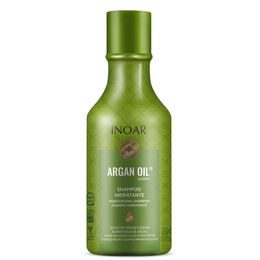 INOAR Argan Oil intensyviai drėkinantis šampūnas su Argano aliejumi, 250 ml/1000 ml - NudeMoon