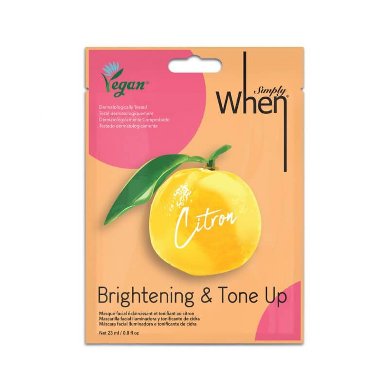 Simply When® Citron veganiška šviesinanti ir drėkinanti veido kaukė, 1 vnt. - NudeMoon
