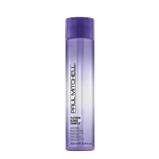 PAUL MITCHELL PLATINUM BLONDE geltonus tonus neutralizuojantis šampūnas šviesiems plaukams, 300 ml - NudeMoon