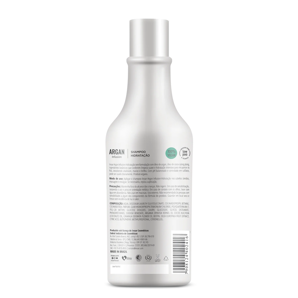 INOAR Argan Hydrating plaukus drėkinantis šampūno ir kondicionieriaus rinkinys, 500 ml+250 ml - NudeMoon
