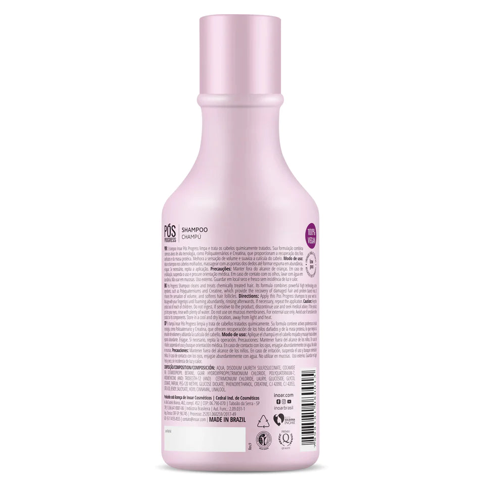 INOAR Pos Progress rinkinys po tiesinimo keratinu procedūrų, 2x250 ml - NudeMoon